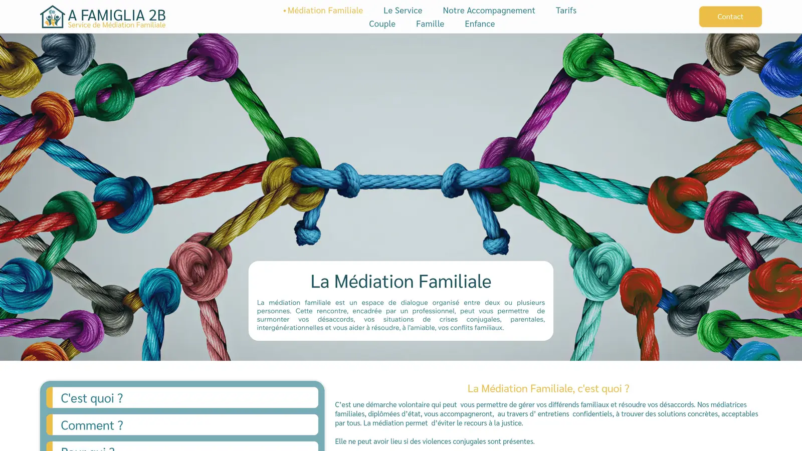 Page d’accueil du site A Famiglia 2B