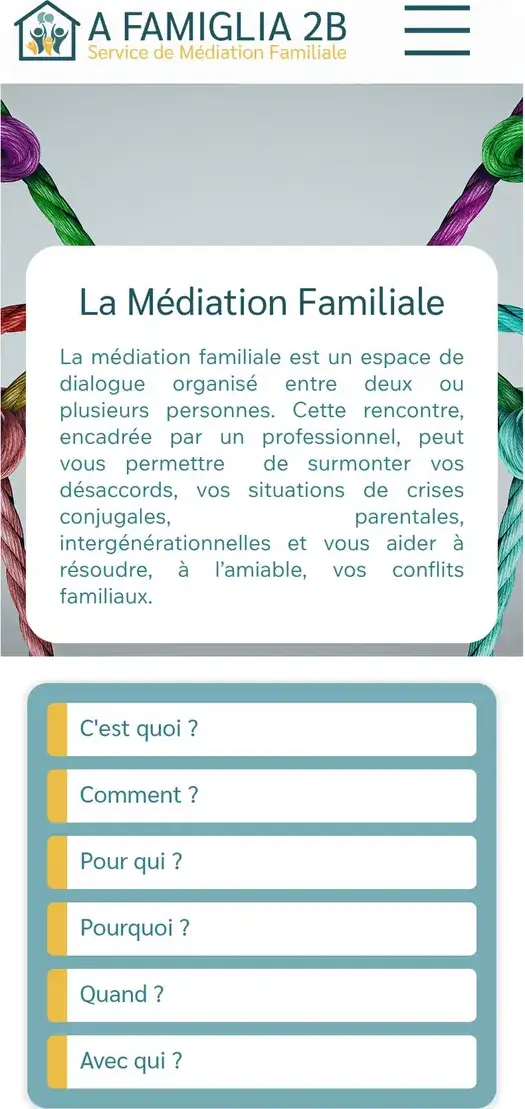 Le site A Famiglia 2B sur mobile
