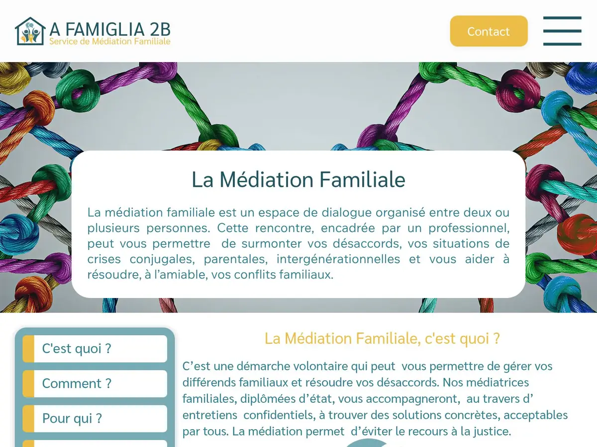 Le site A Famiglia 2B sur tablette