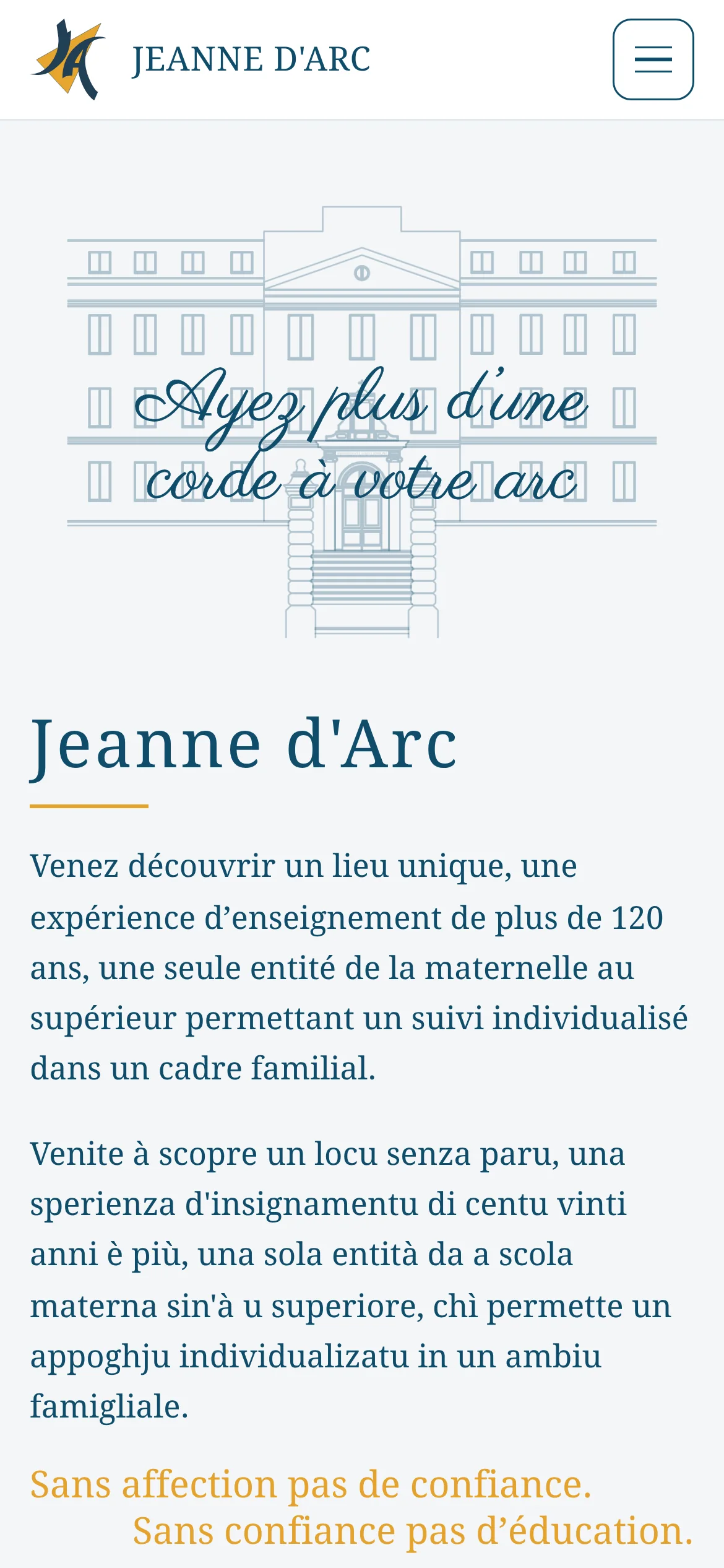 Le site Jeanne d'Arc sur mobile
